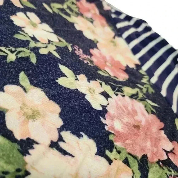 Lemon Tree Multicolored Striped Long Sleeves Floral Body Top Size L *See Descrip - Picture 12 of 14